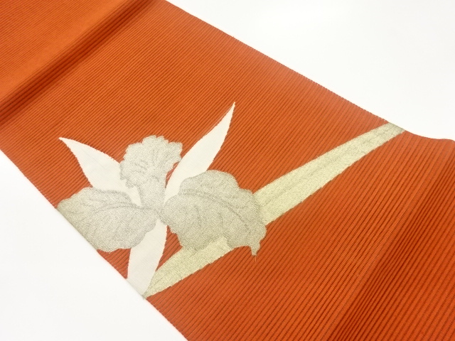 絽綴れ葉模様織出し名古屋帯